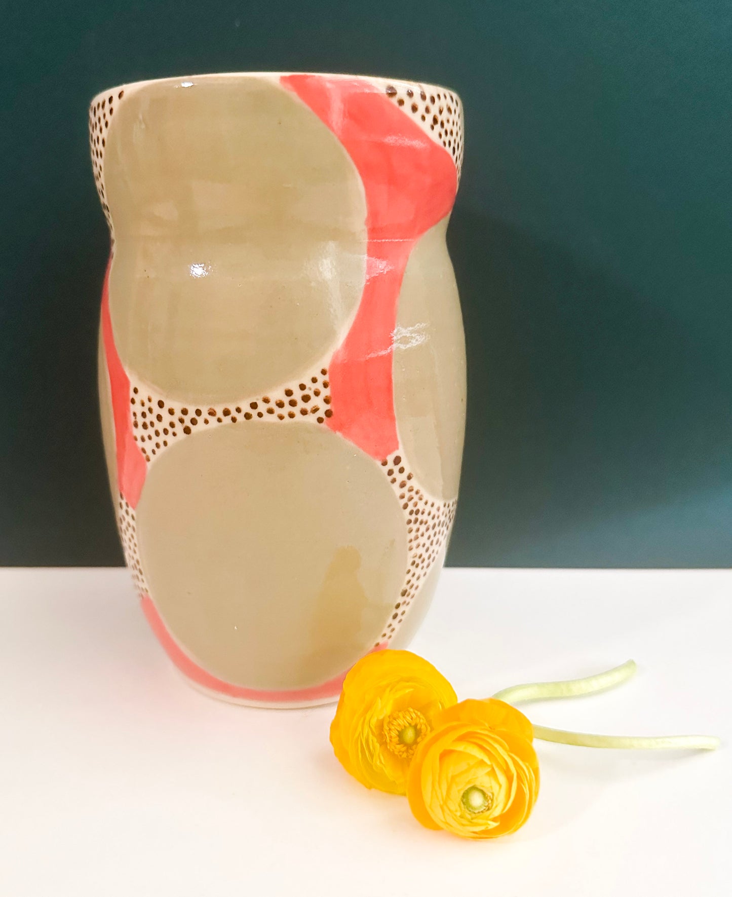 Mint/Coral Vase