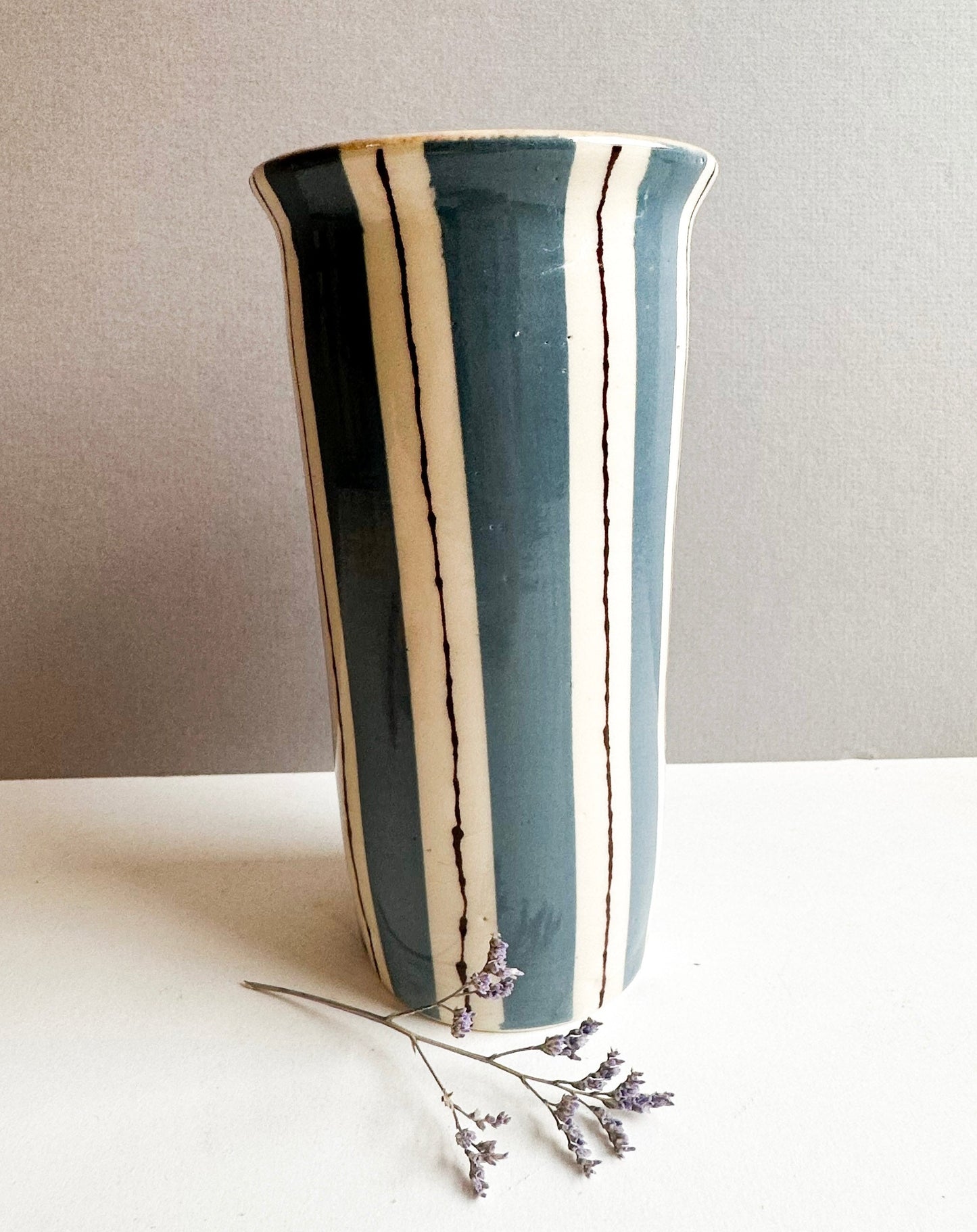 Blue/Brown Stripe Vase II