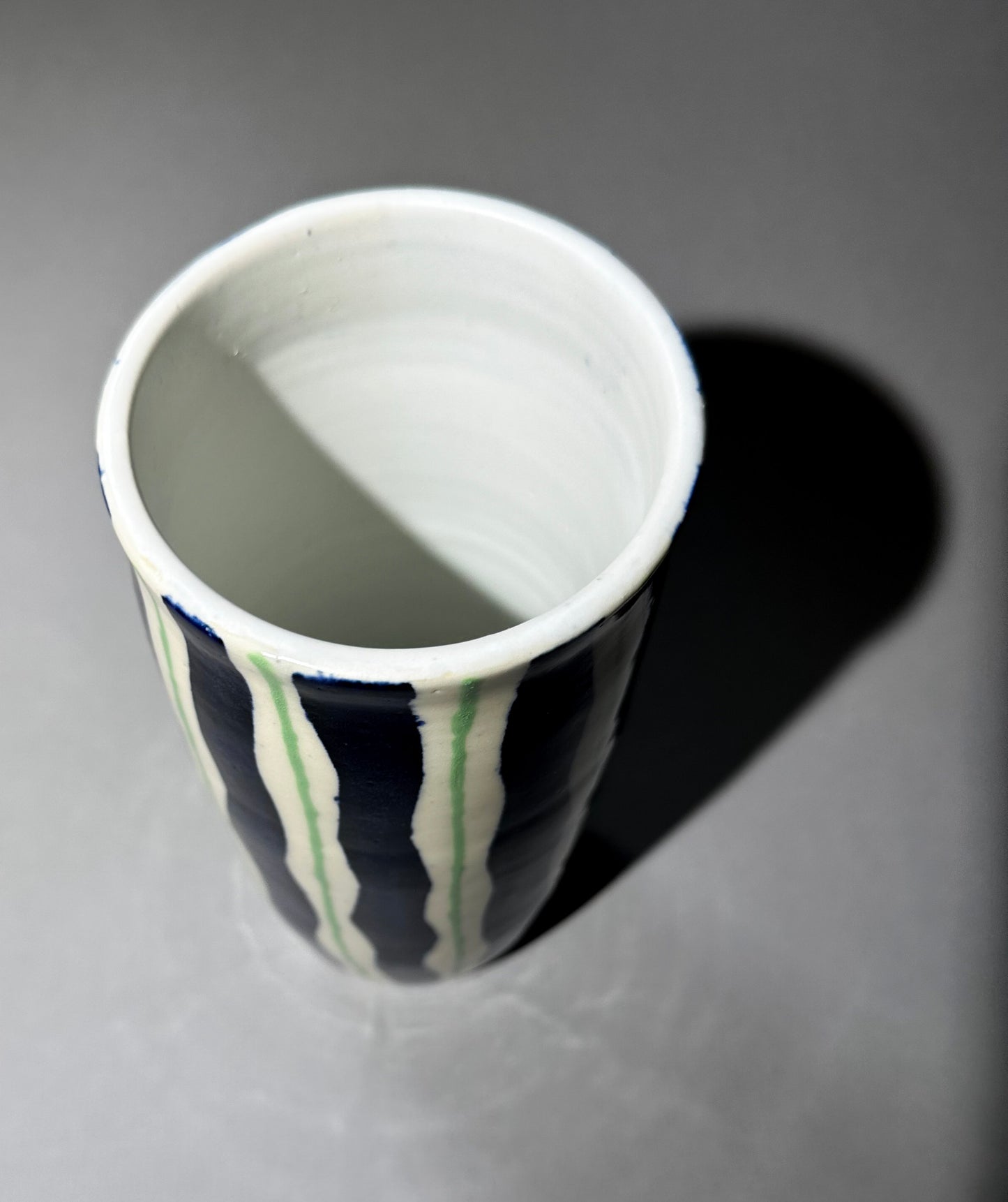 Royal Blue/Green Striped Vase