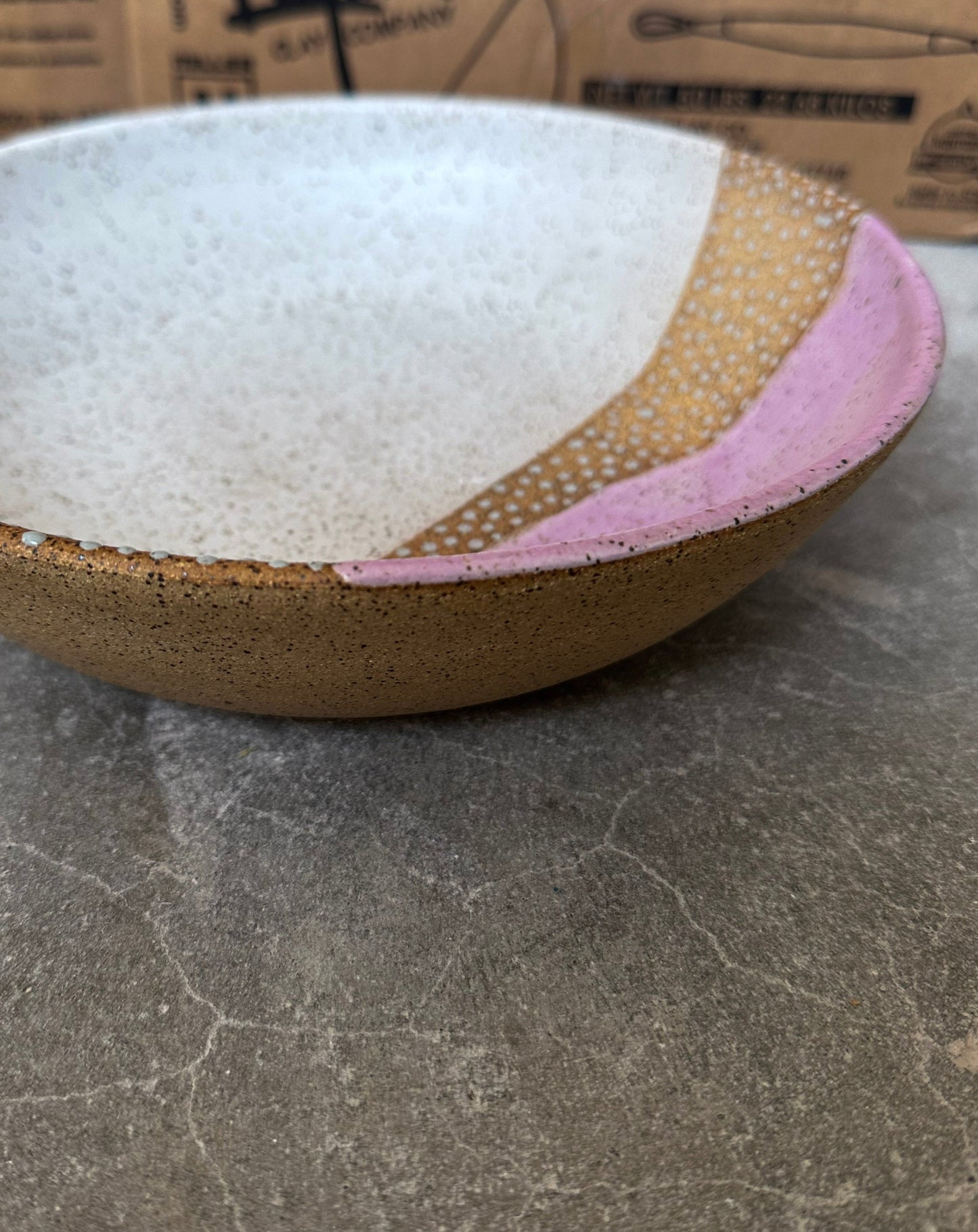 Fuchsia/White Speckled Pasta Bowl