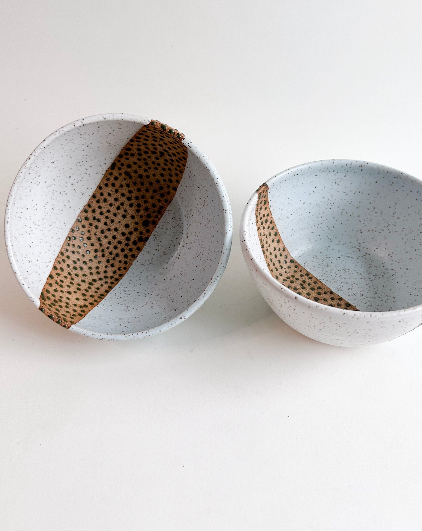Sky-blue/White Speckled Bowls