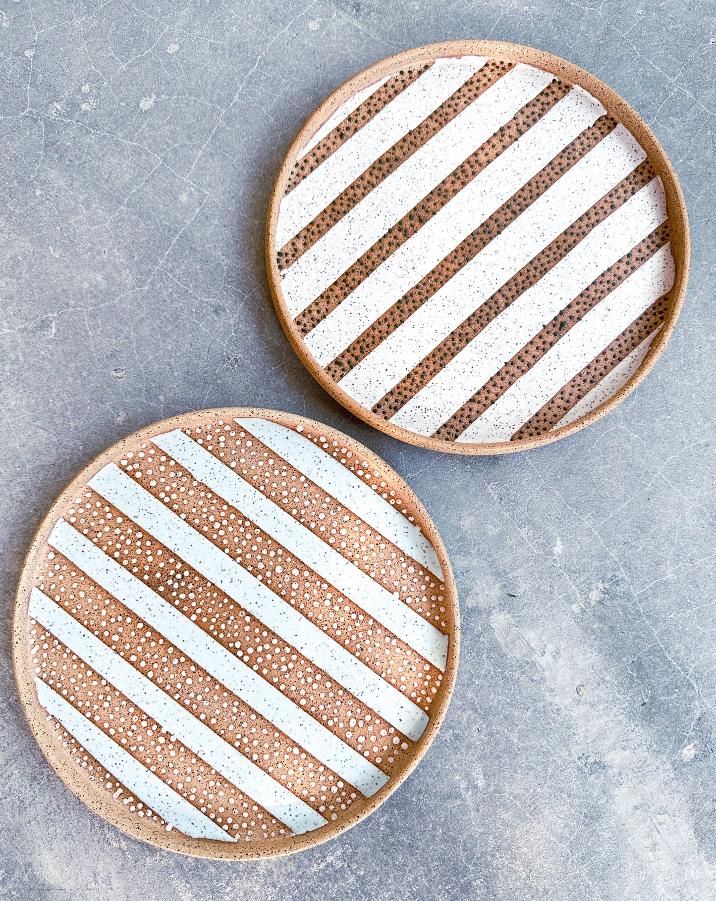 White Stripe Speckled Dinner Plate