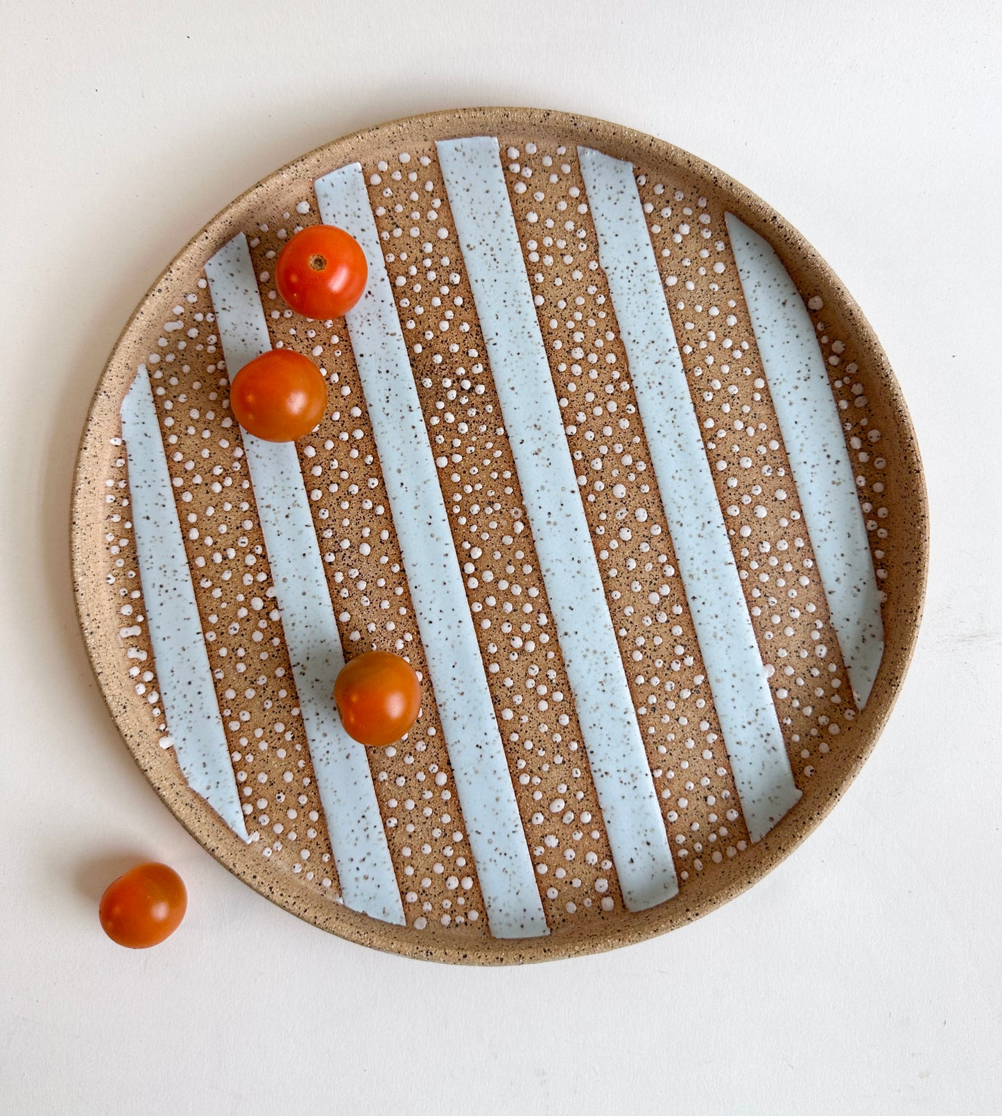 Blue Stripe Speckled Dinner Plate