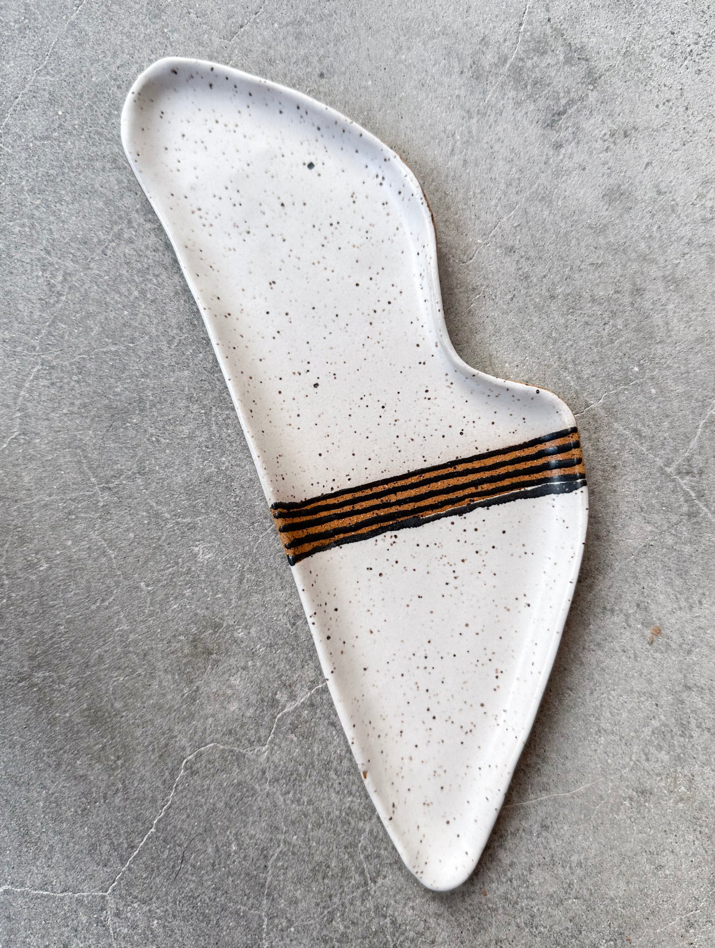 White Speckled Jewelry Plate