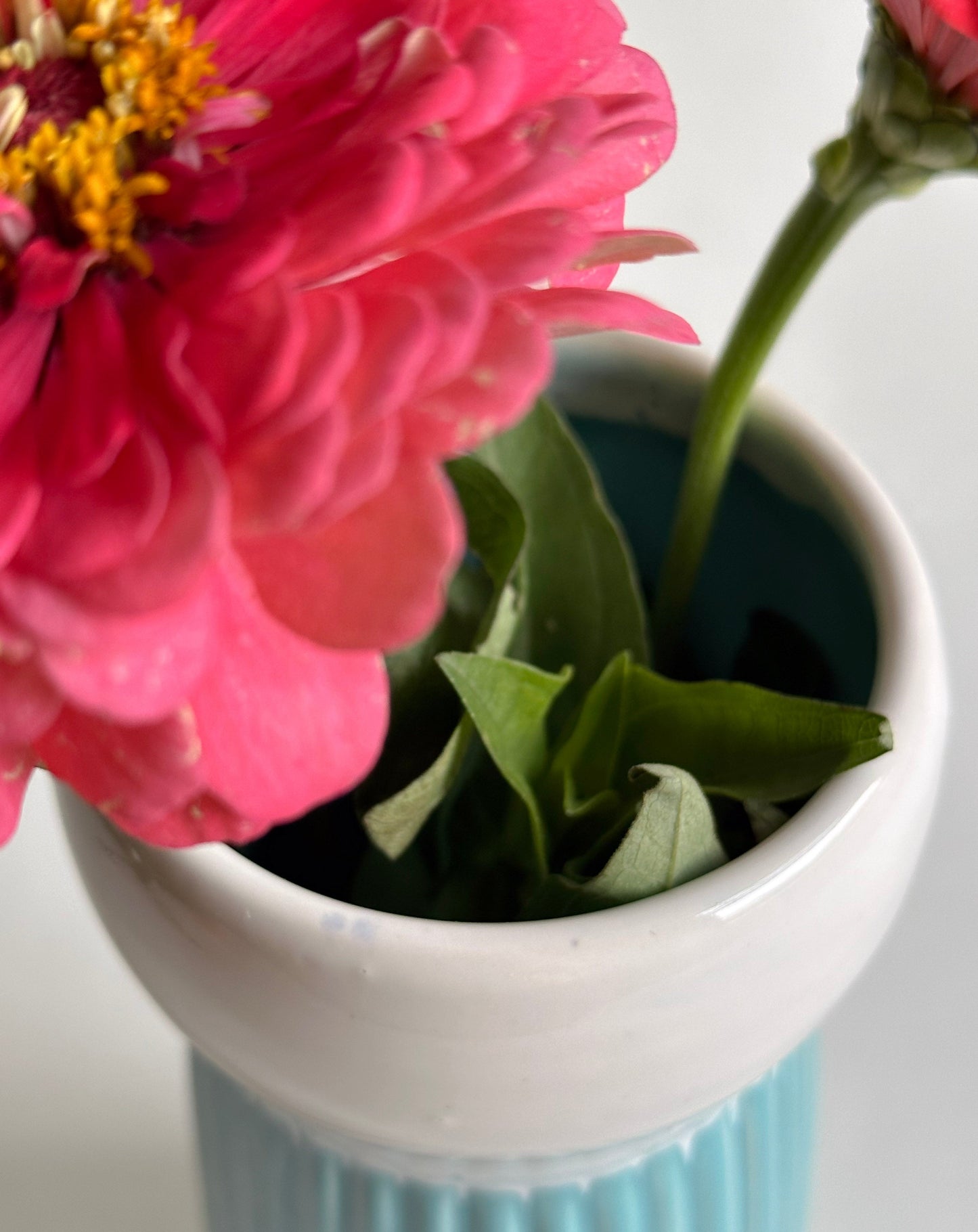 Aqua/White Carved Vase