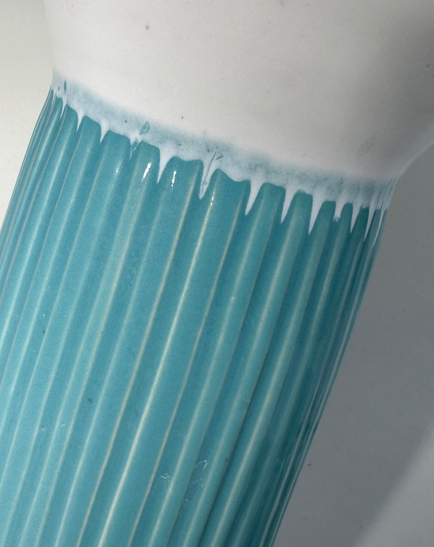 Aqua/White Carved Vase