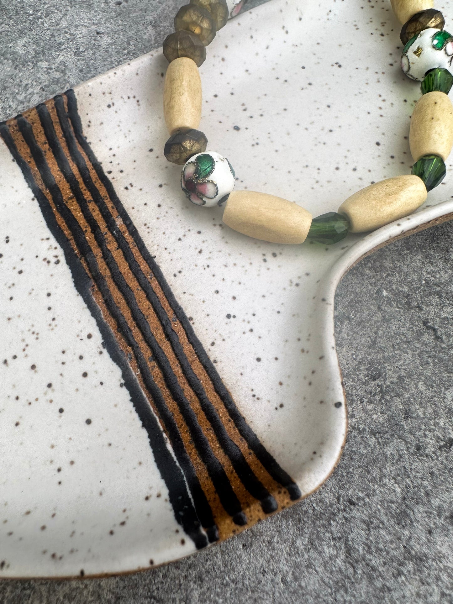 White Speckled Jewelry Plate