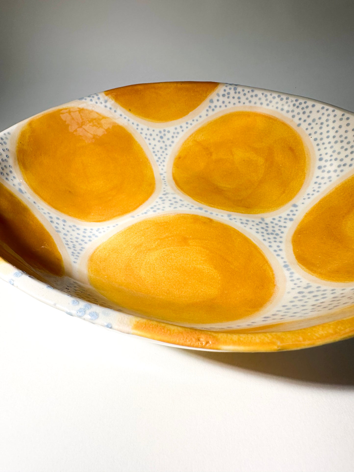 Yellow/Light Blue Pattern Bowl