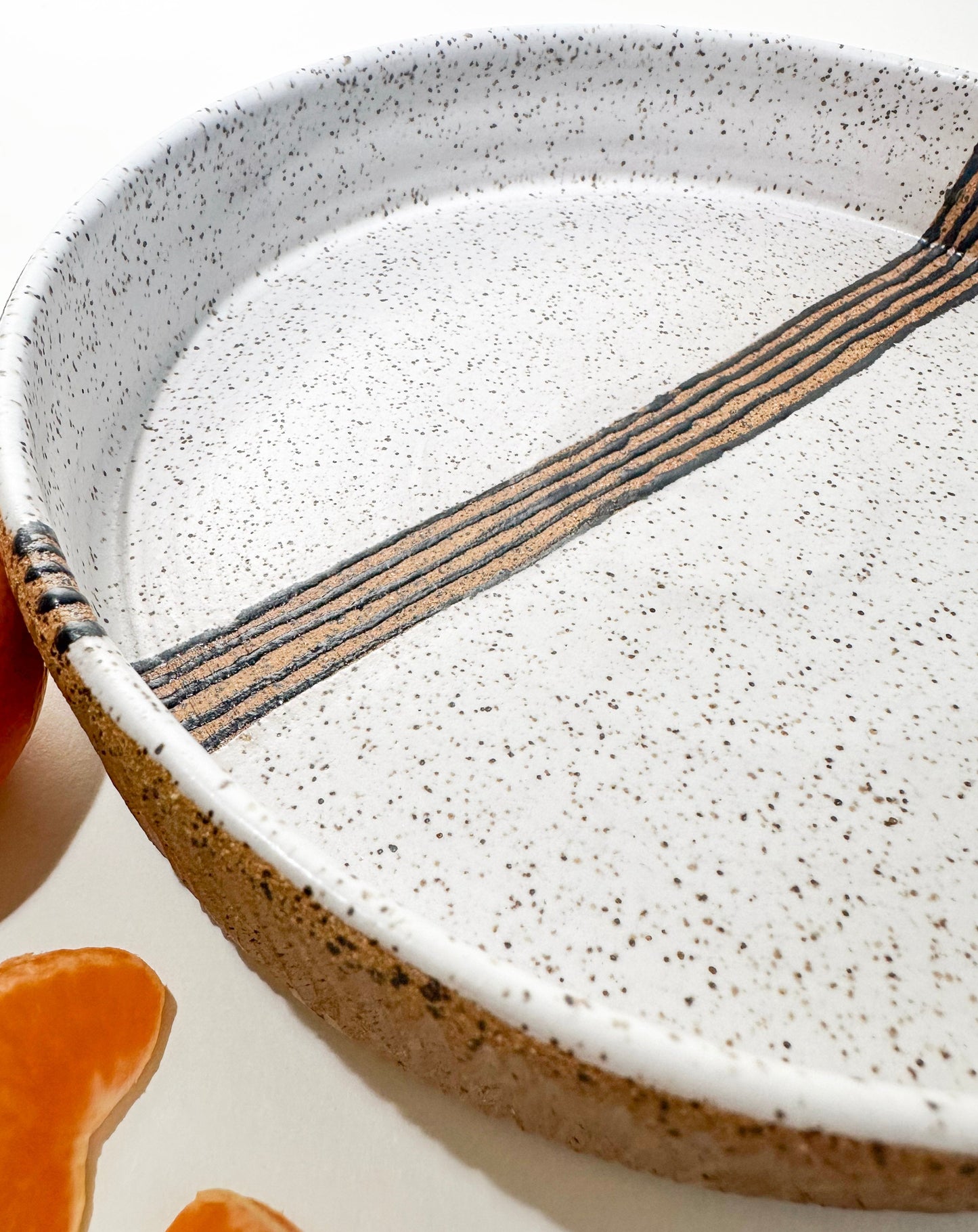 White Speckled Rimmed Plate