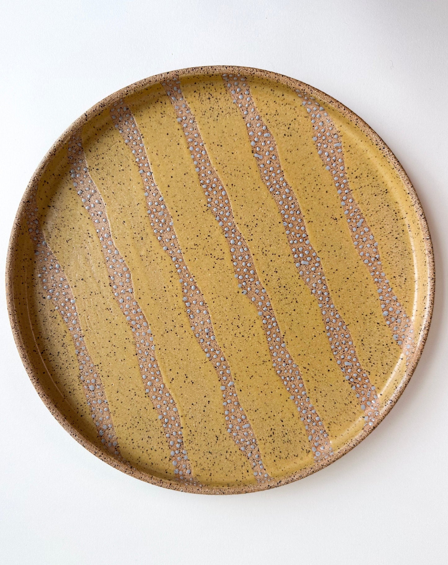 Yellow Stripe Speckled Dinner Plate