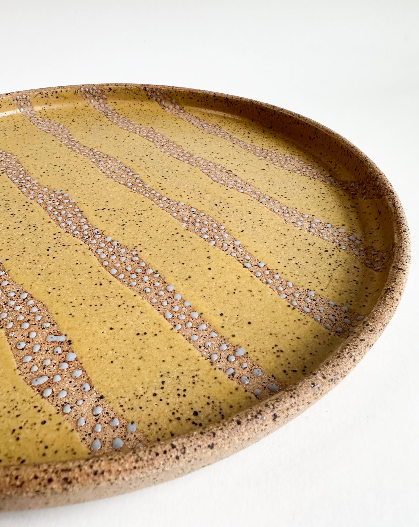 Yellow Stripe Speckled Dinner Plate