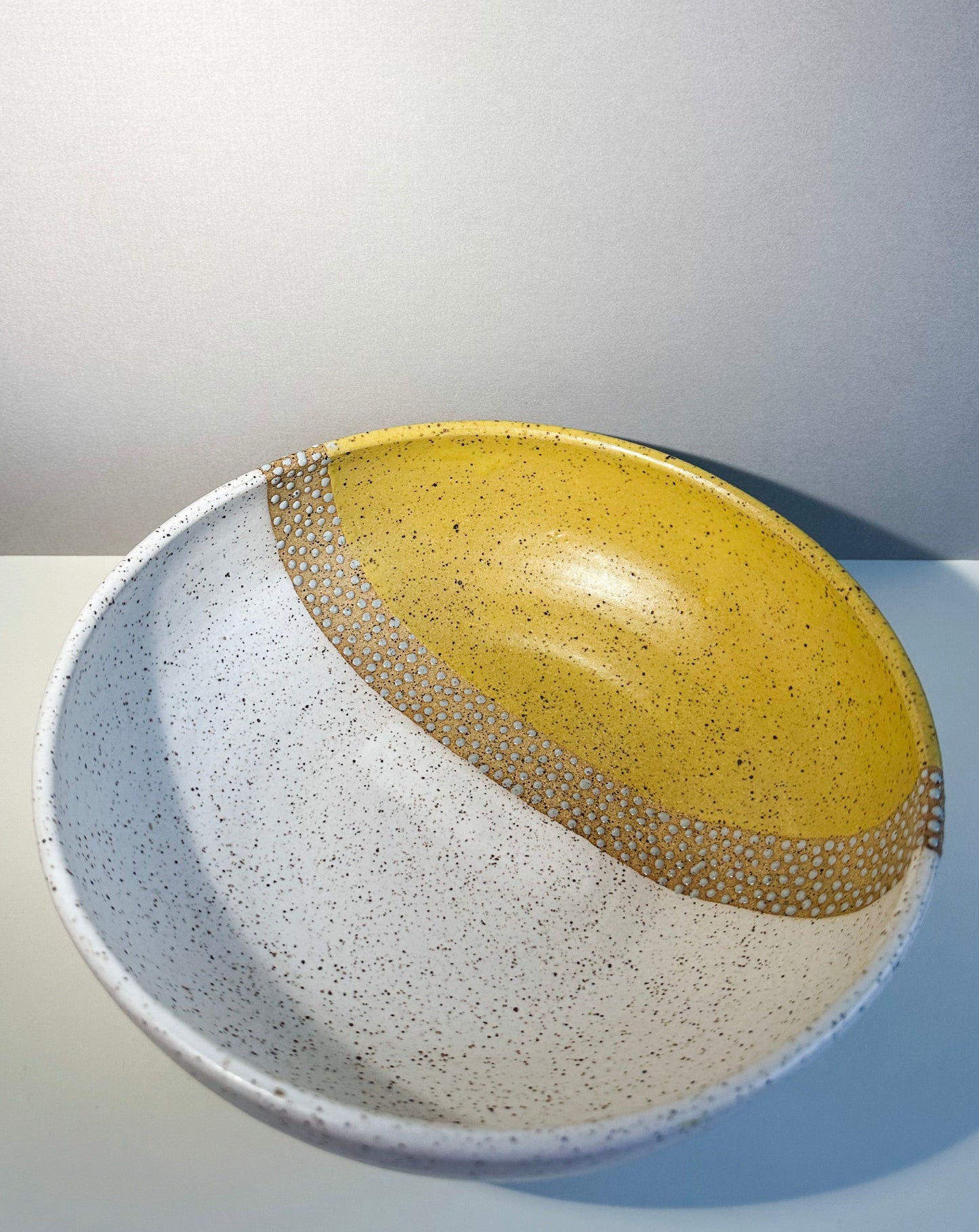 Yellow/White Speckled Salad Bowl
