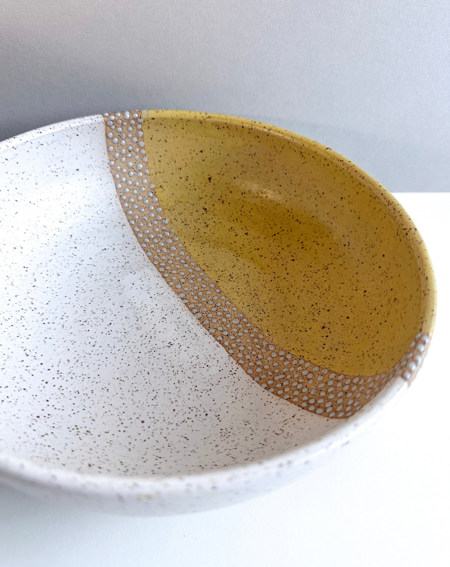 Yellow/White Speckled Salad Bowl