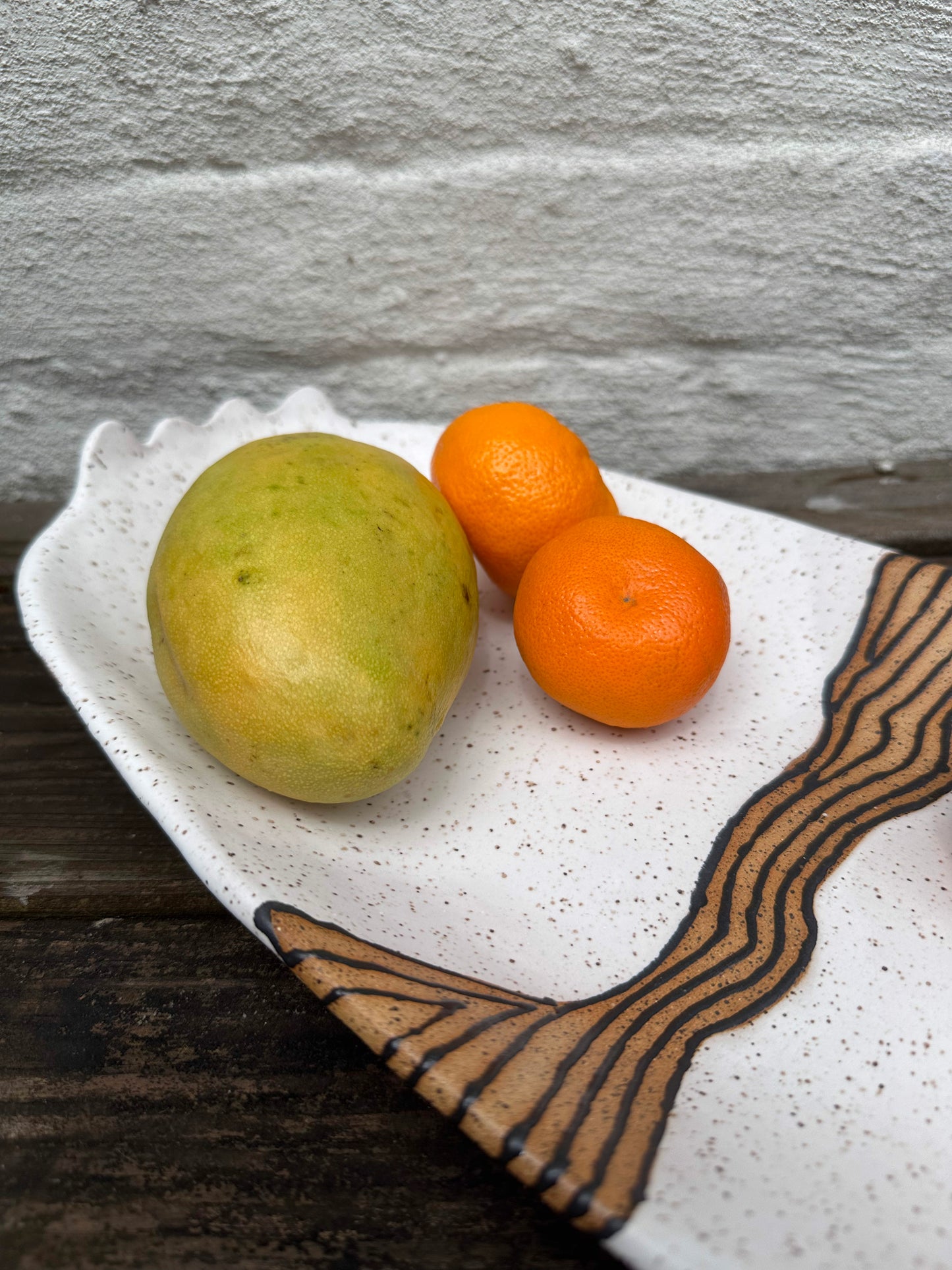 Black/White Speckled Tray with Handles