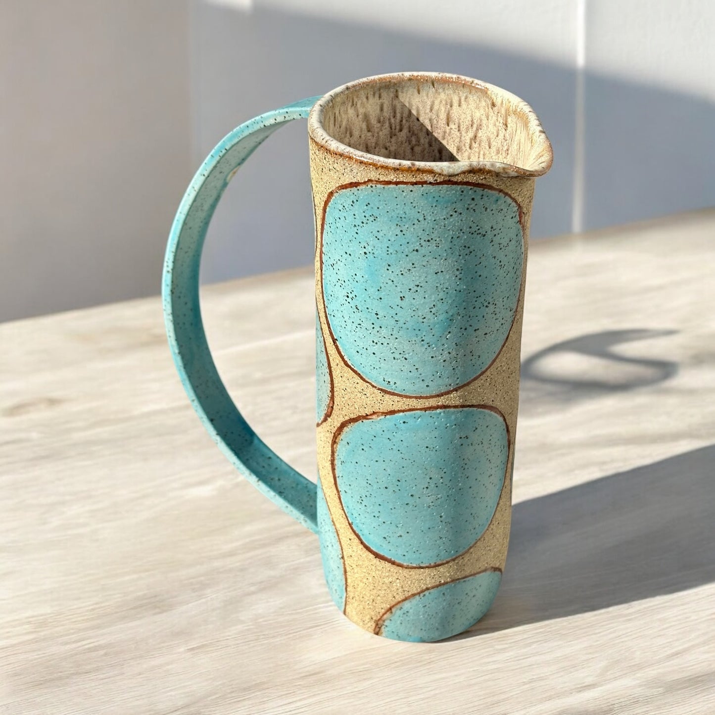 Teal + Cinnamon Circle Pitcher