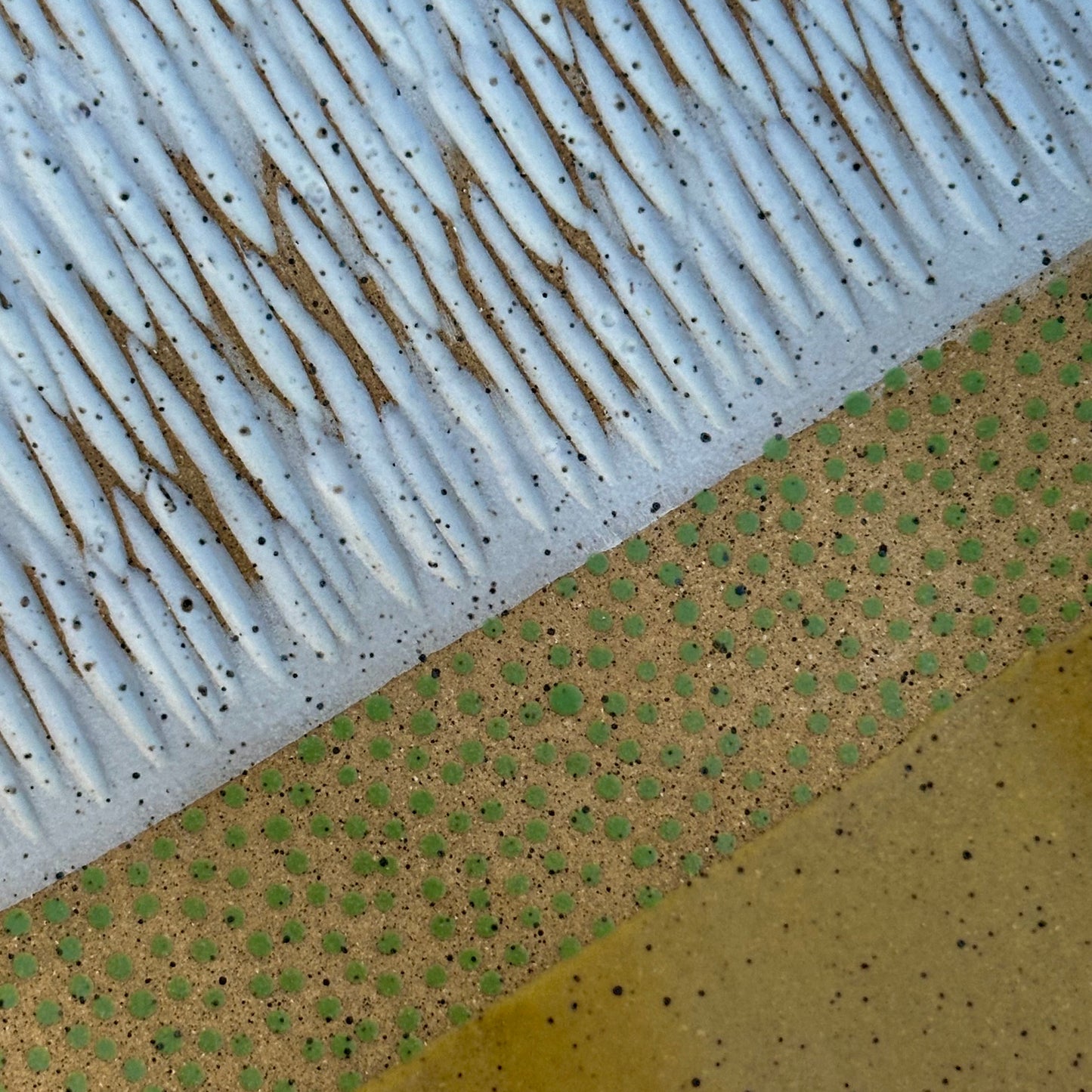 Yellow + White Carved Serving Tray
