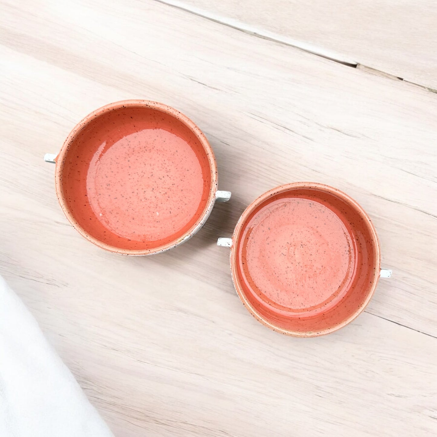 Coral Cylinder Handled Bowls
