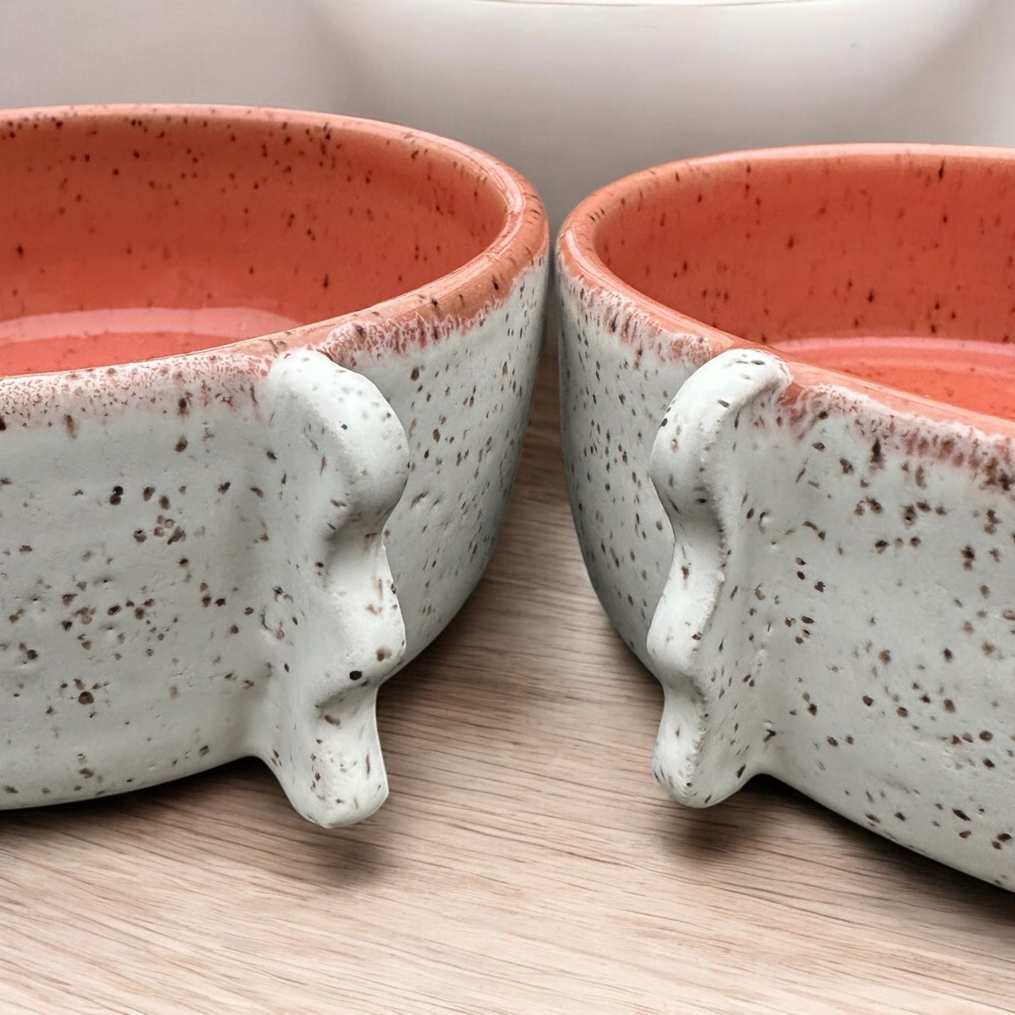 Coral Cylinder Handled Bowls