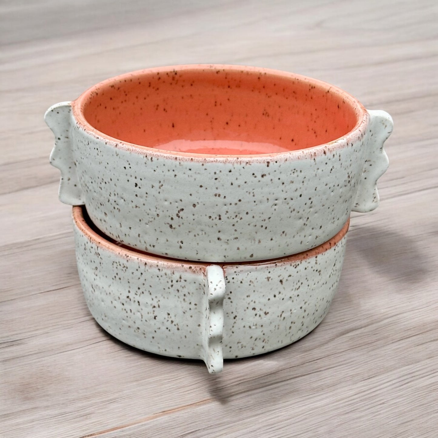 Coral Cylinder Handled Bowls