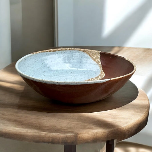 Misty Blue + Jasper Brown Serving Bowl