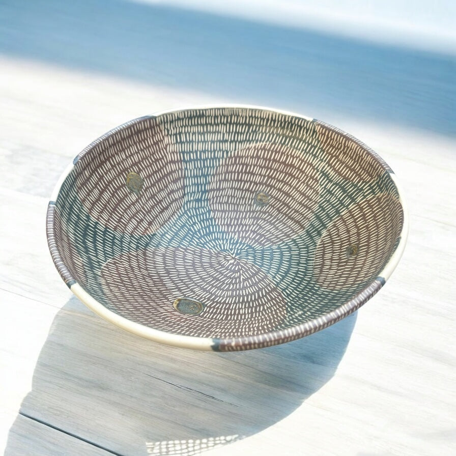 Slate + Chestnut Circle Bowl