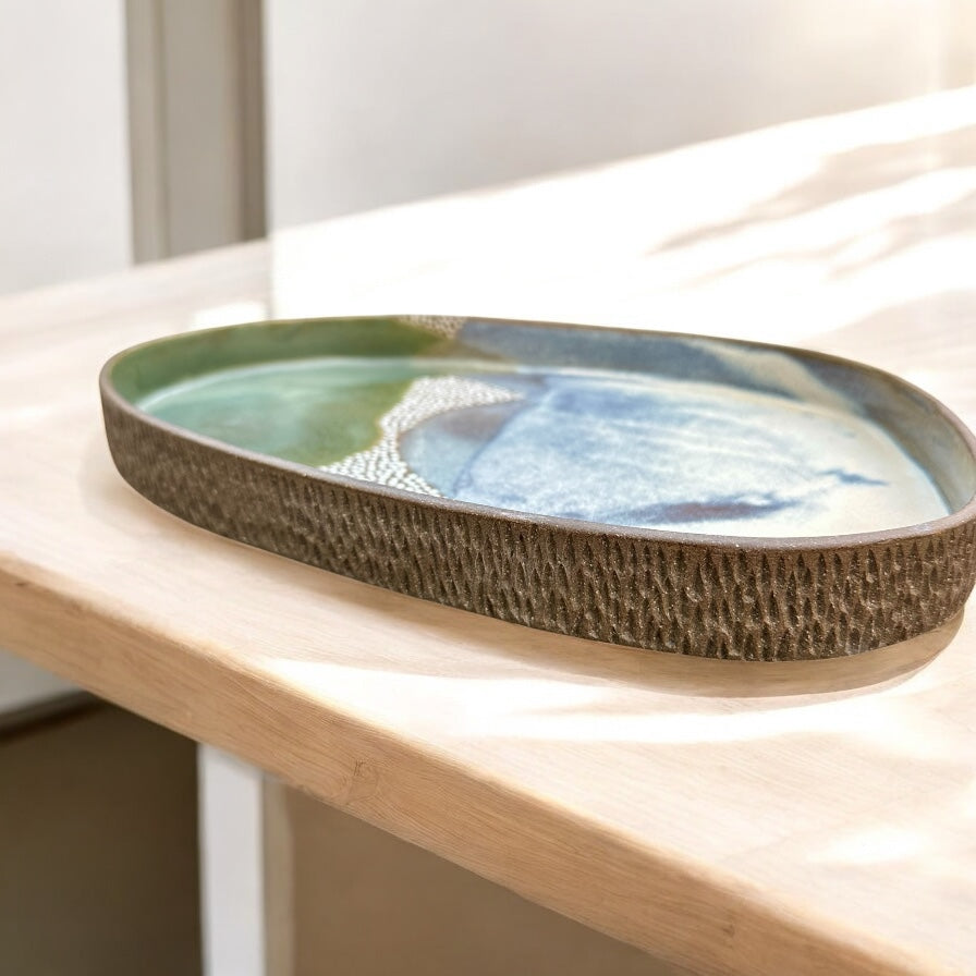 Blue Rutile and Oribe Green Serving Tray