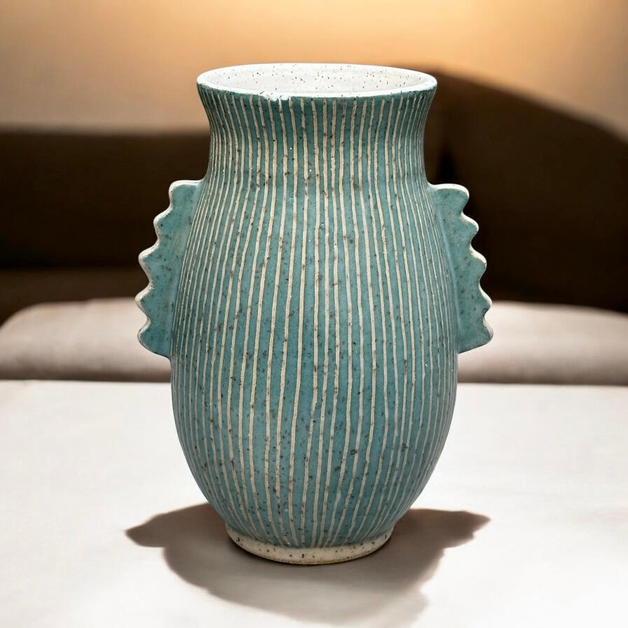 Aqua Vase with Handles