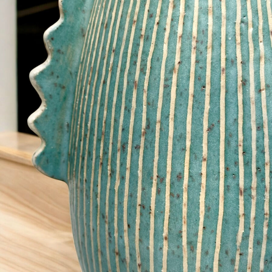 Aqua Vase with Handles