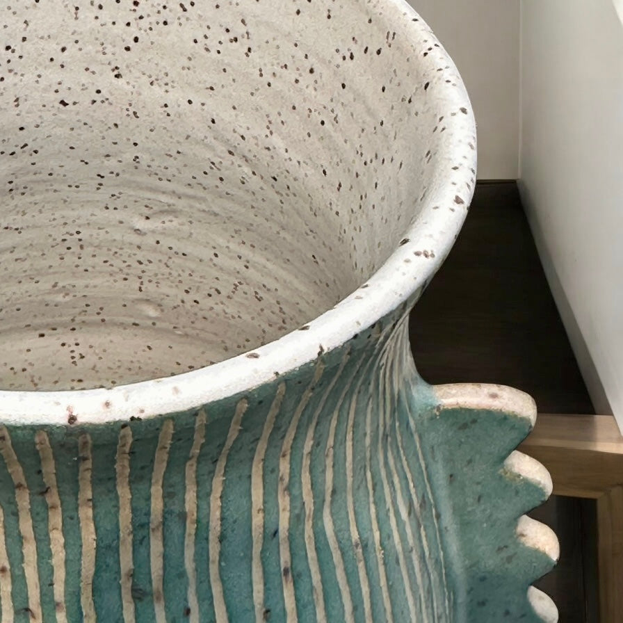 Aqua Vase with Handles