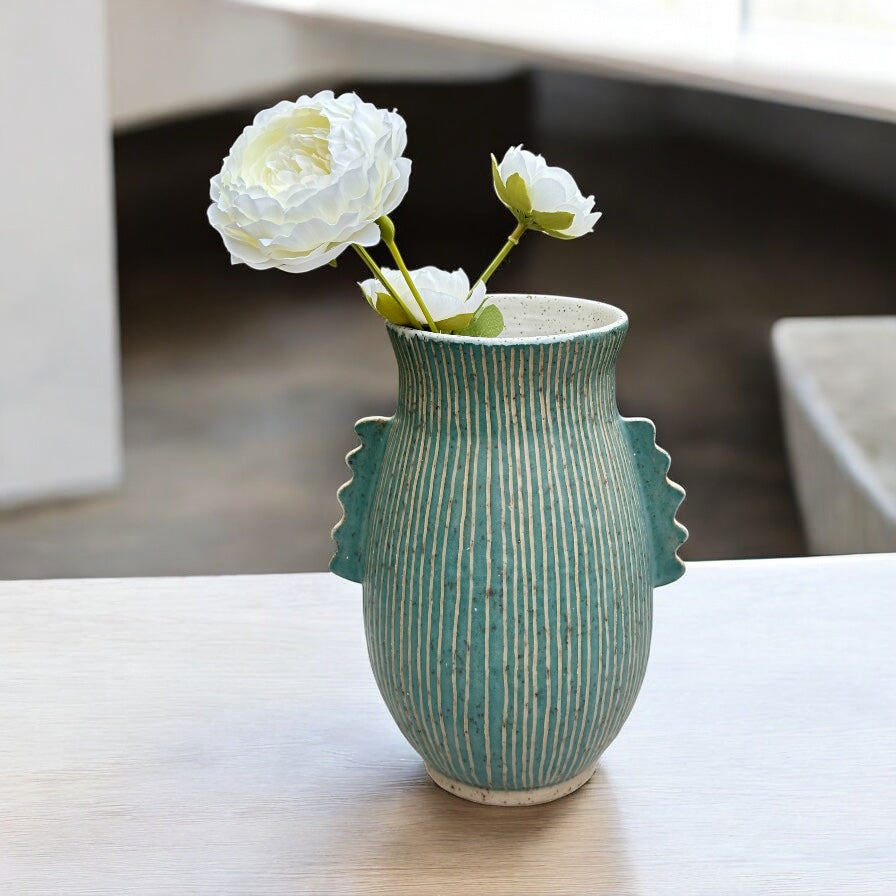 Aqua Vase with Handles