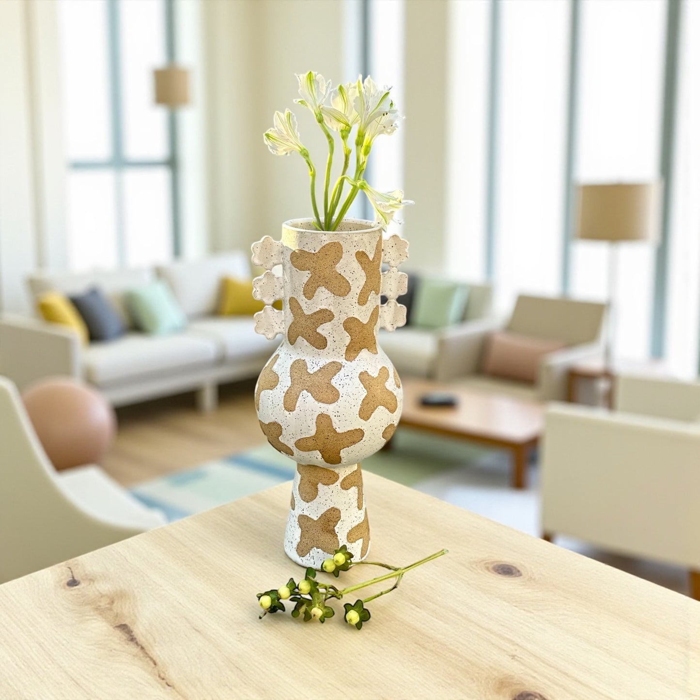 White Patterned Vase