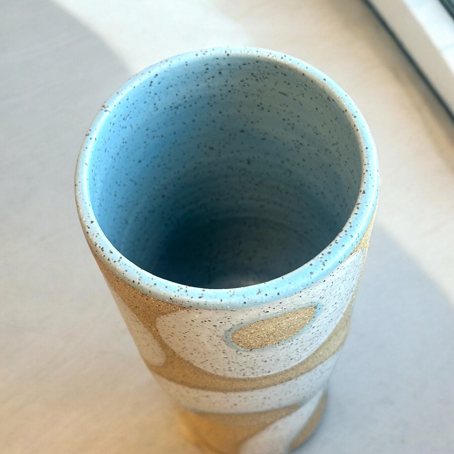 White + Blue Circle Vase