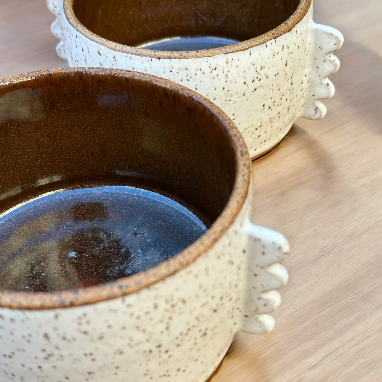 Chestnut Cylinder Handled Bowls