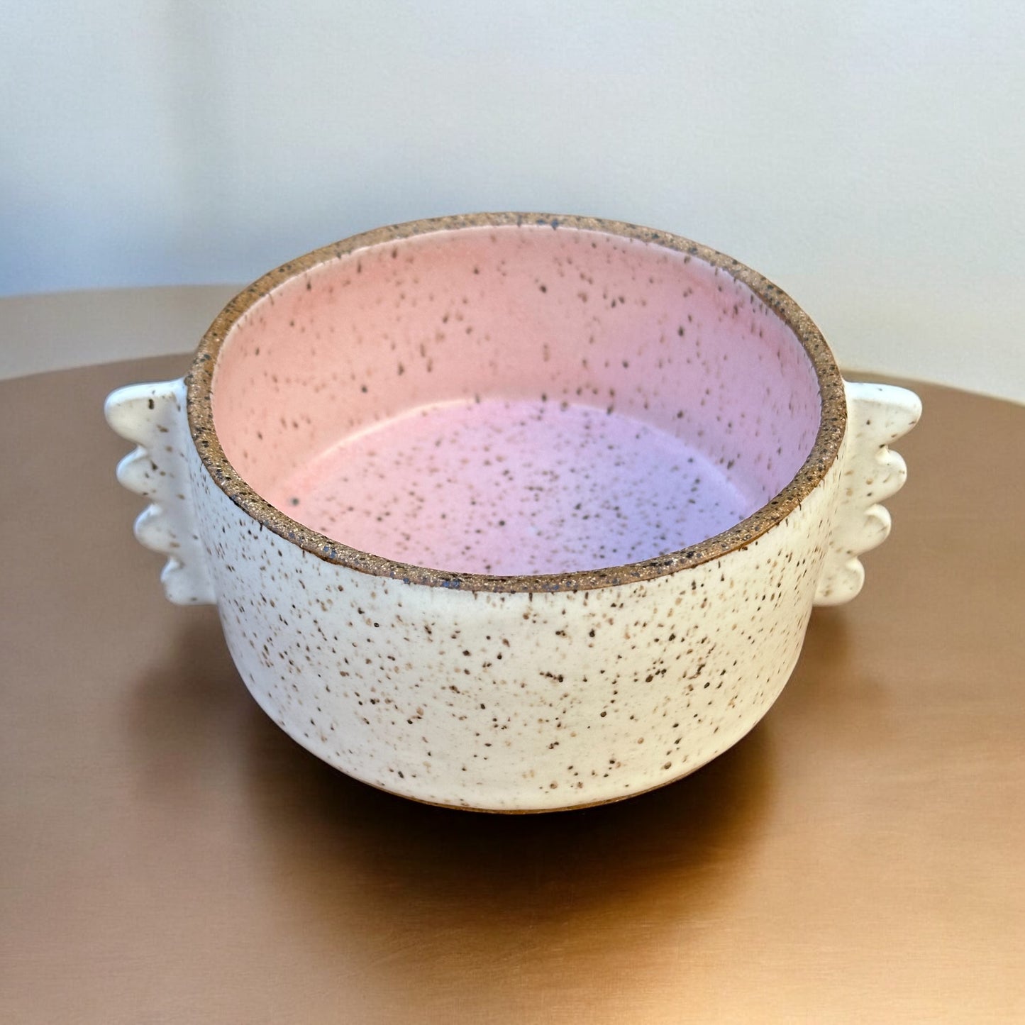 Pearl Pink Cylinder Handled Bowls