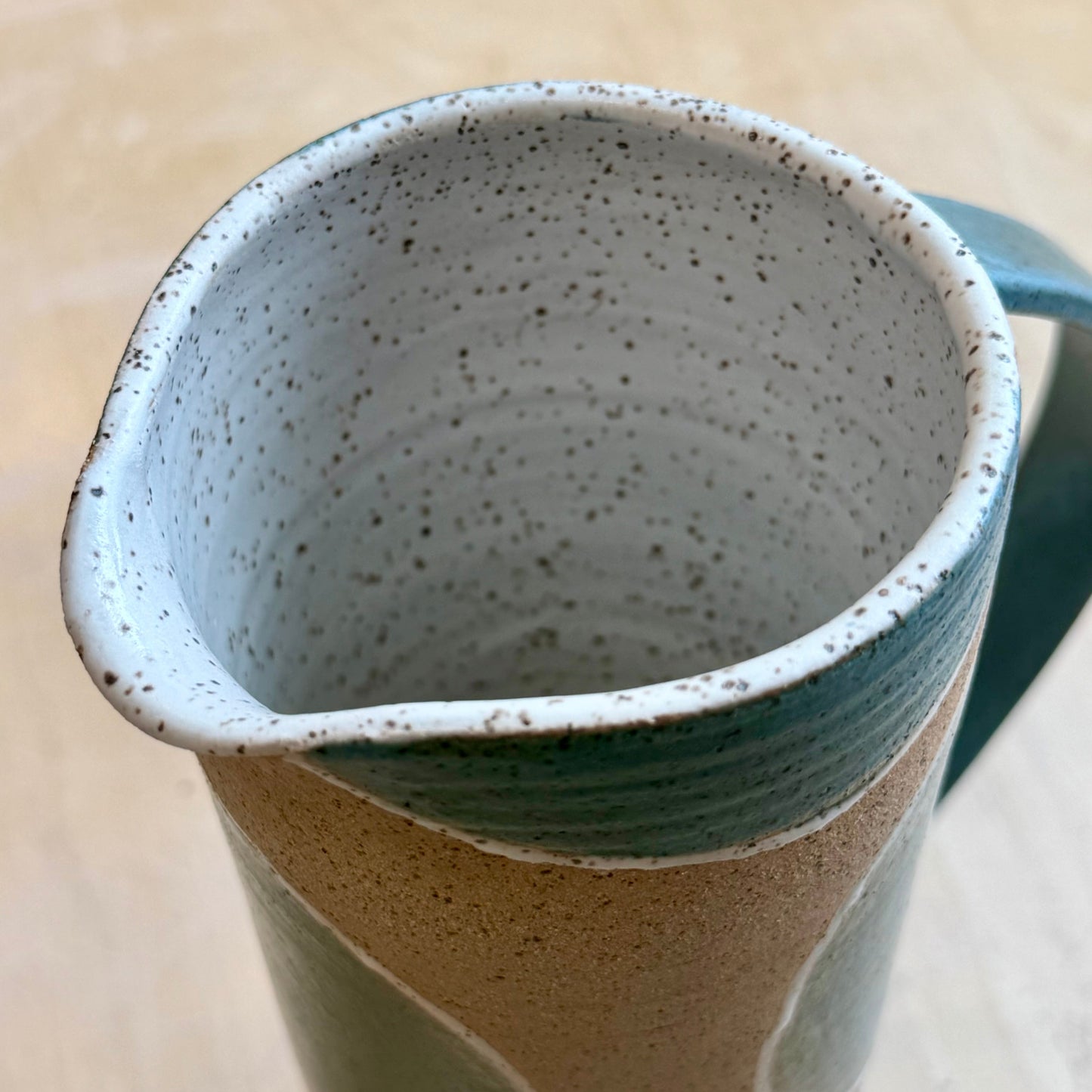 Teal + White Tall Pitcher