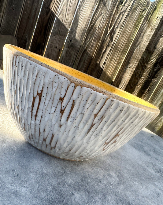 Golden Yellow/White Serving Bowl