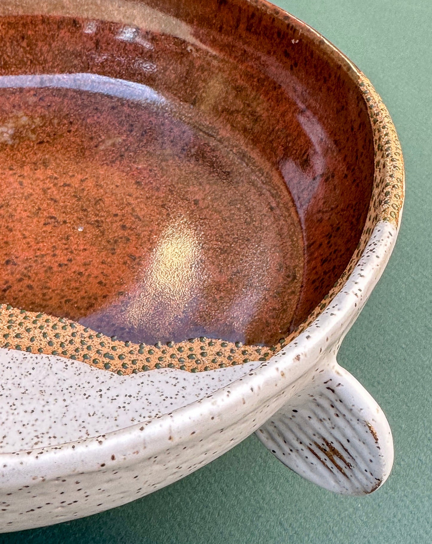 Speckled White + Chestnut Pedestal Bowl