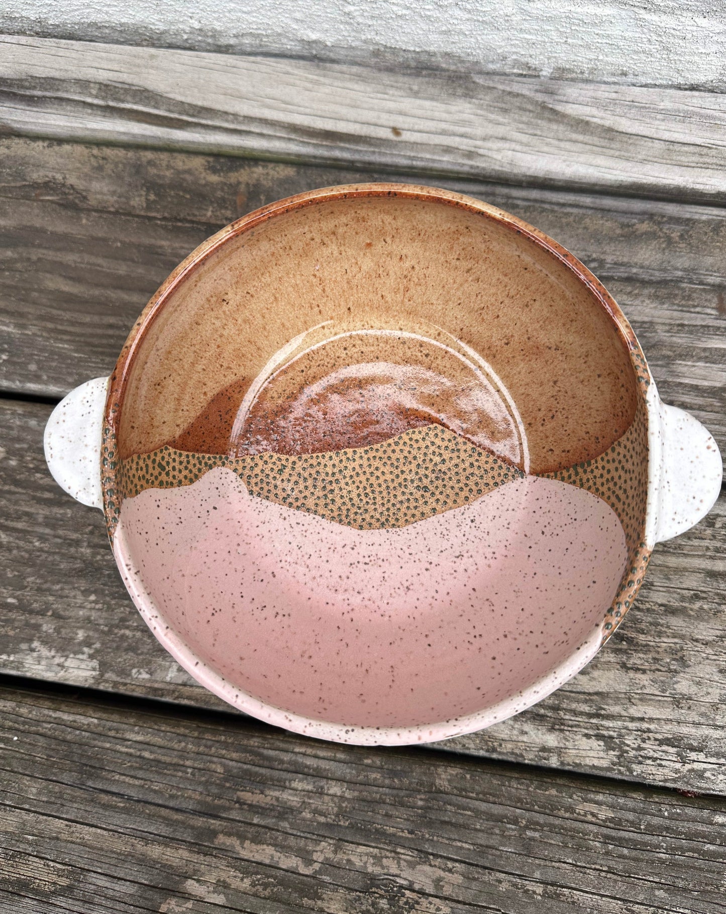 Speckled Honey-Brown + Rose Pedestal Bowl