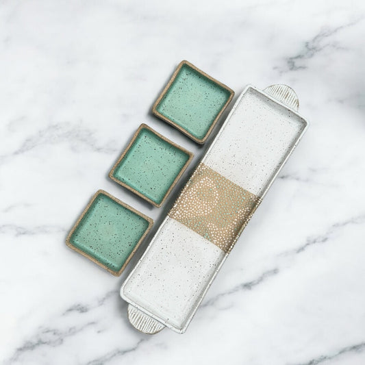 Mint + White Serving Tray Set