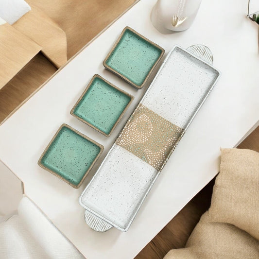 Mint + White Serving Tray Set