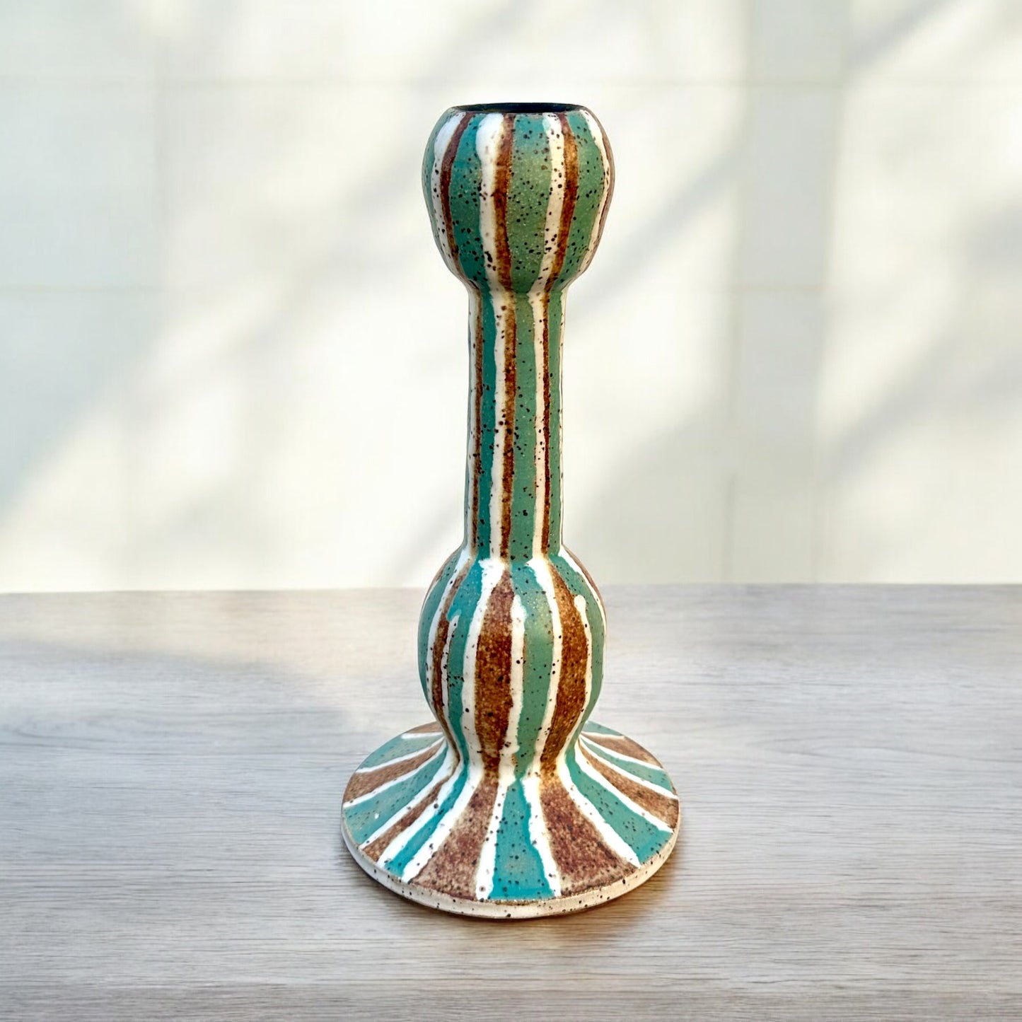 Teal/Chestnut Striped Candlestick