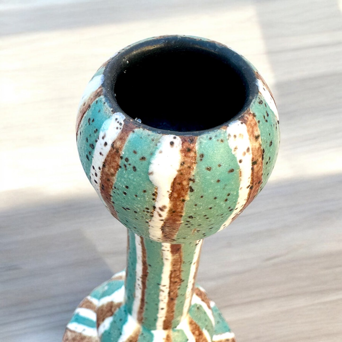 Teal/Chestnut Striped Candlestick