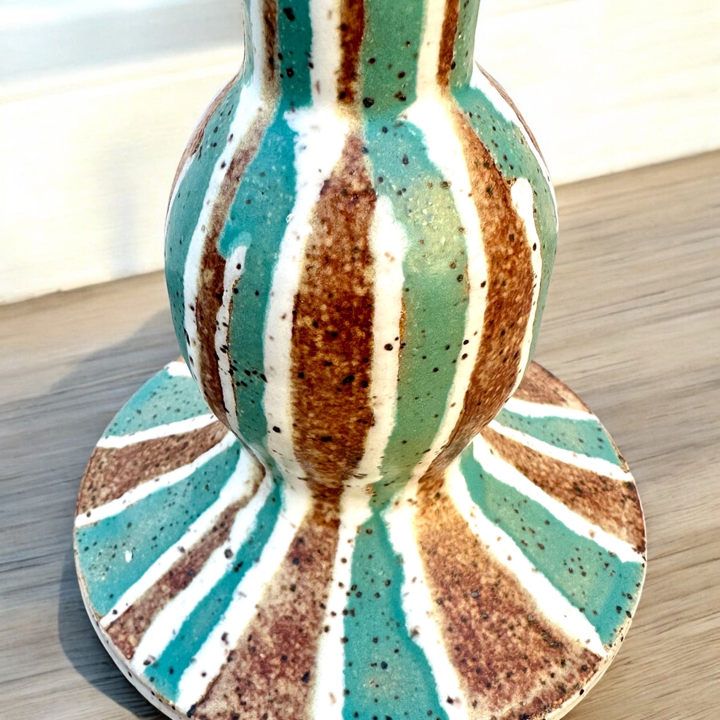 Teal/Chestnut Striped Candlestick