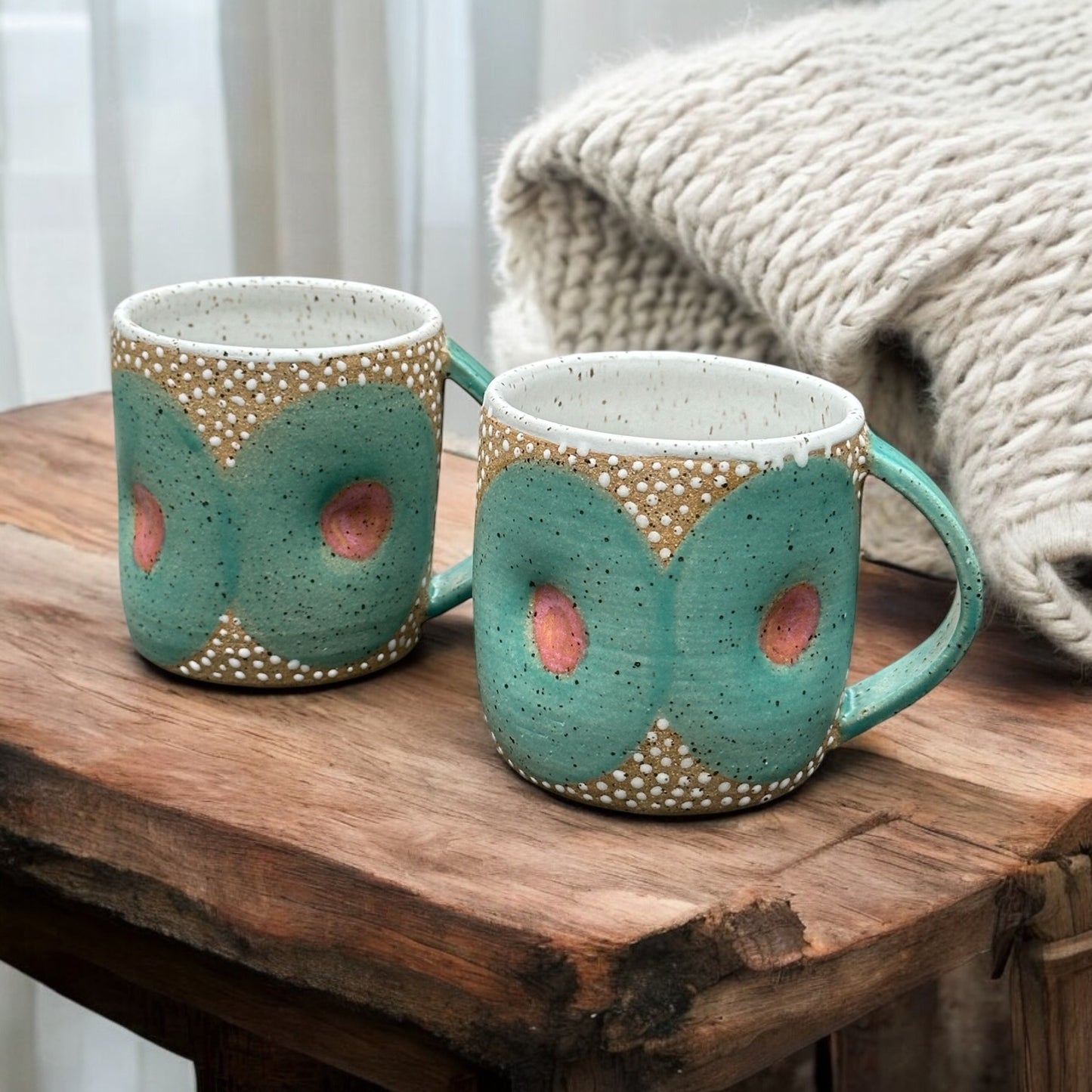 Teal + Rspberry Circle Cups