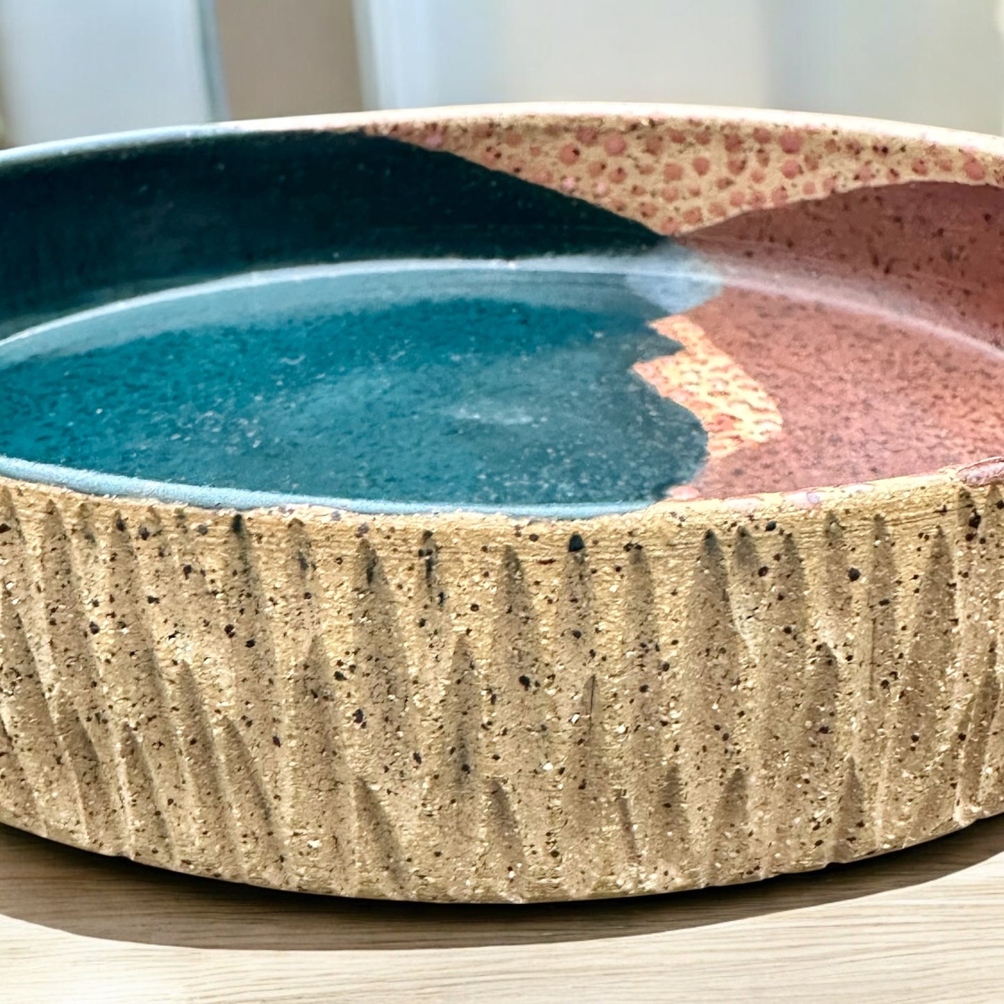 Teal Blue + Chai Carved Dish