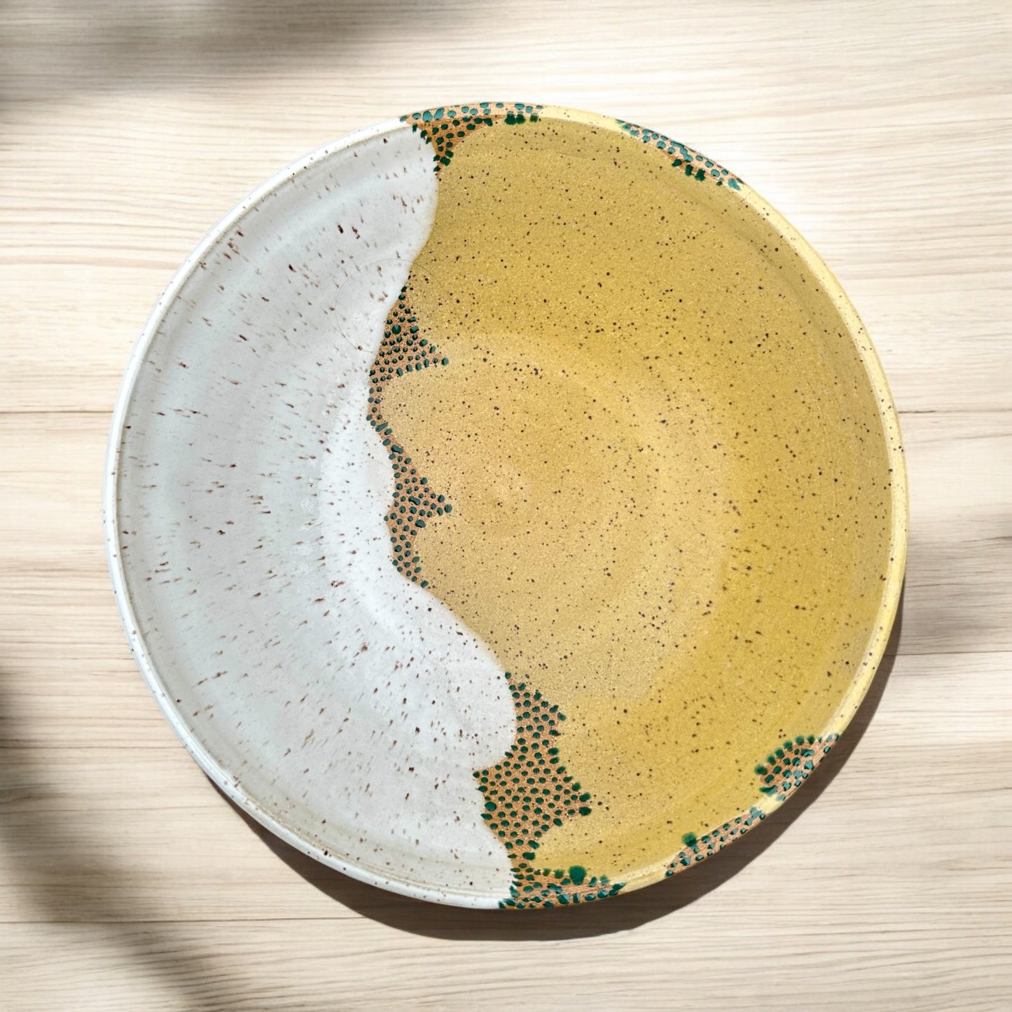 Golden Yellow + White Serving Bowl