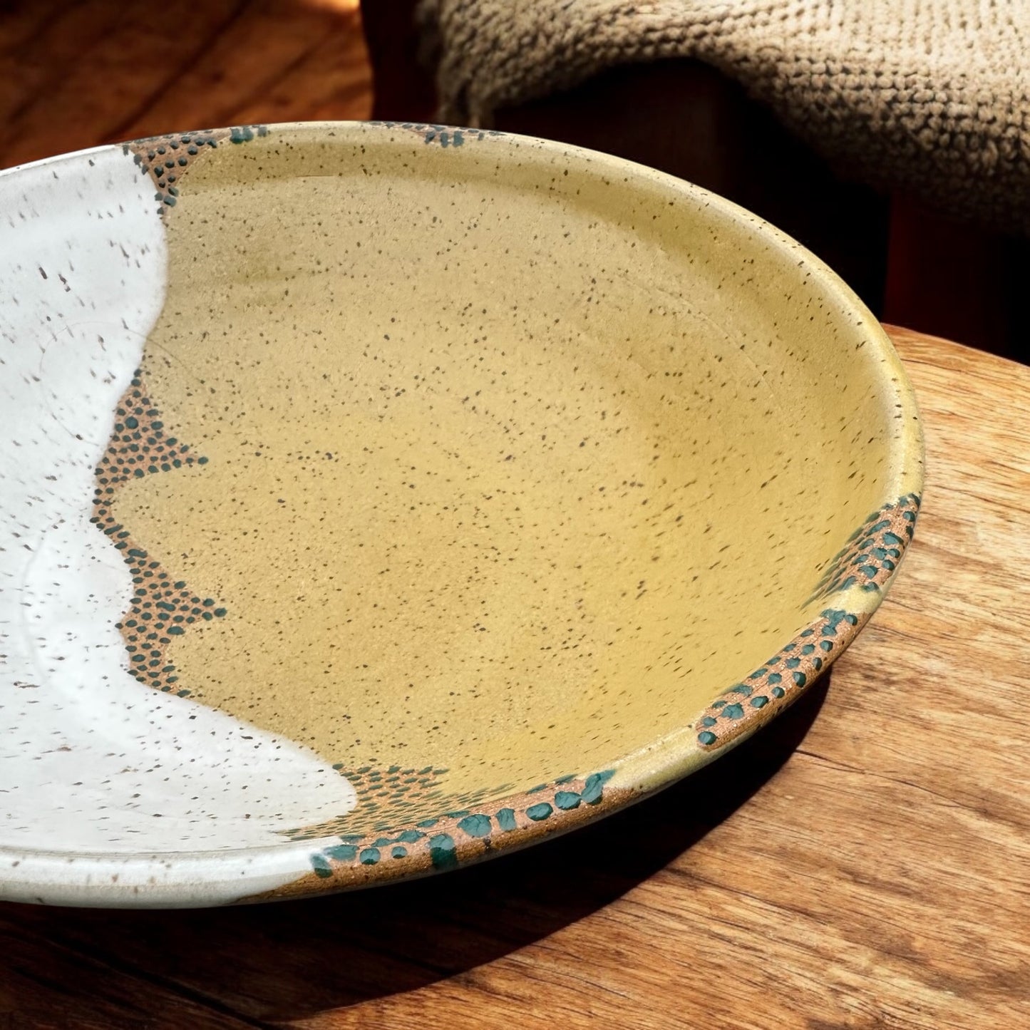 Golden Yellow + White Serving Bowl