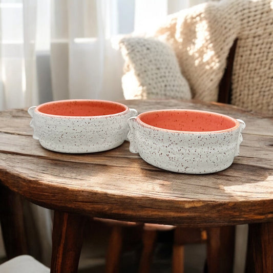 Coral Cylinder Handled Bowls