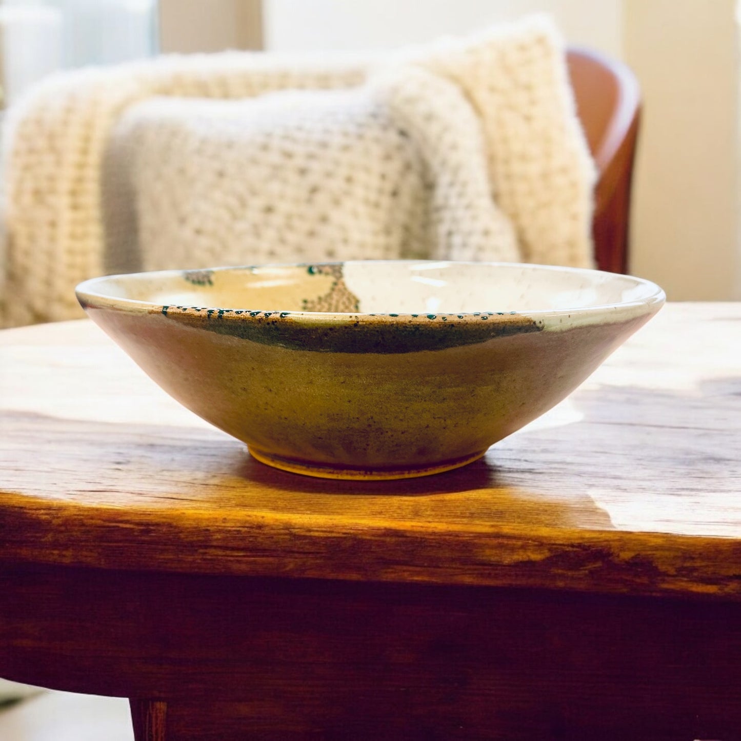 Golden Yellow + White Serving Bowl