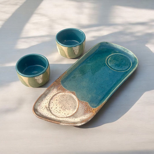 Oat + Aqua Tray Set